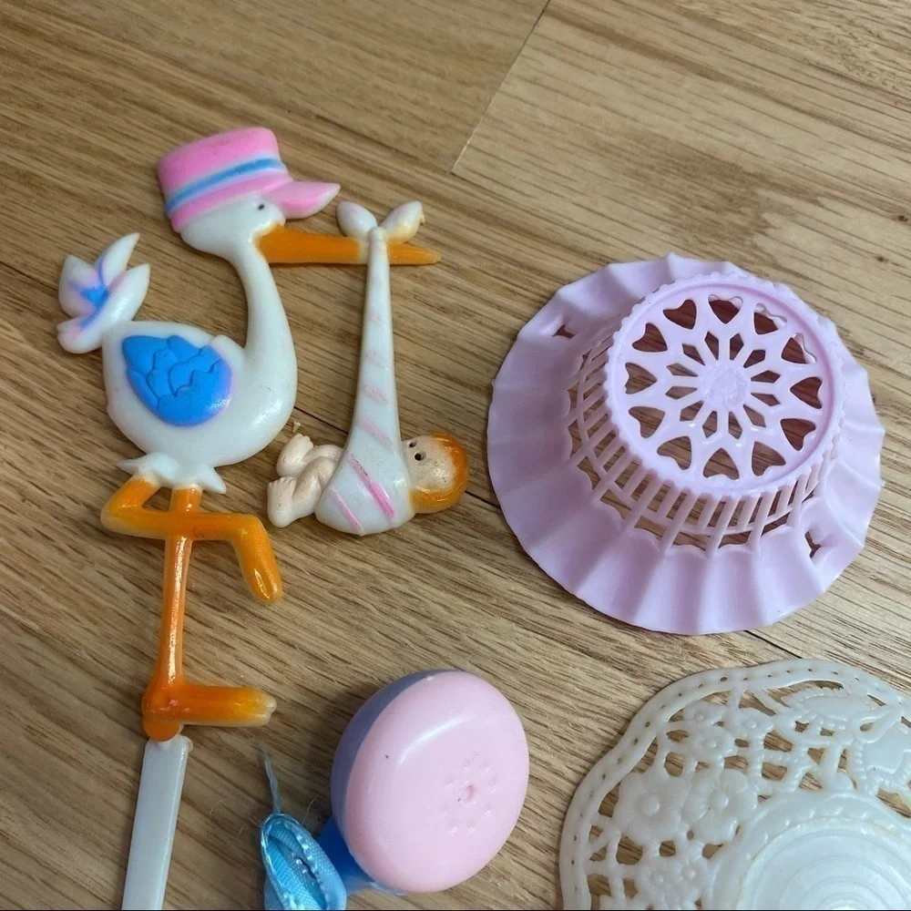 Vintage Baby Shower Cake Cupcake Decorations Stork